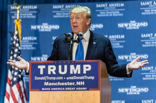 Editorial-Use-Donald-Trump-Podium-Smile